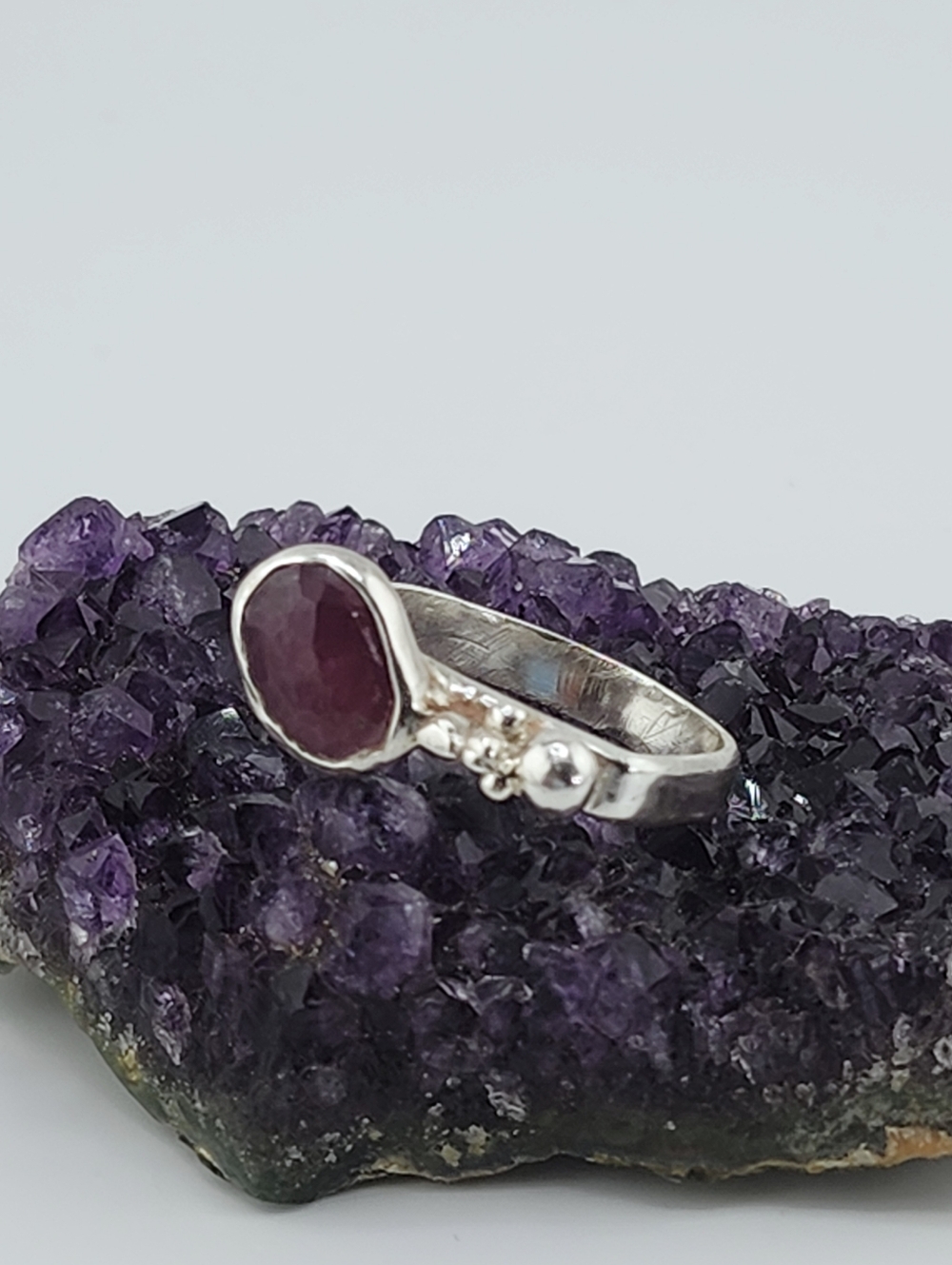 PINK SAPPHIRE BRUTALIST DESING HANDMADE SIZE 8 - Picture 9 of 14